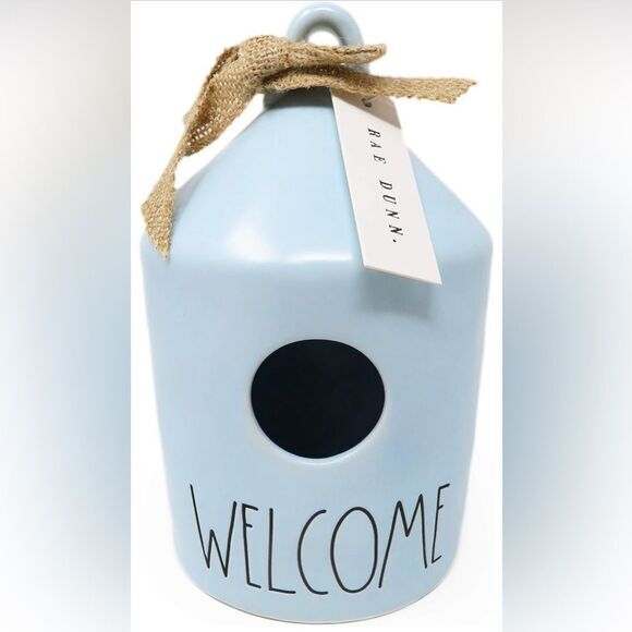 Rae Dunn Welcome Pastel Blue‎ Round Birdhouse 2020 Limited Edition - Picture 1 of 9